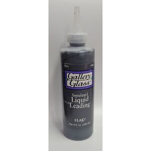 Plaid Gallery Glass Simulated Liquid Leading Black 8oz 16082 Stained Glass Look